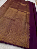 Load image into Gallery viewer, Classic Berry Plum Bridal Elegance Kanchipuram Handloom Silk Saree SS22060
