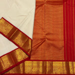 Load image into Gallery viewer, Classic White &amp; Dark Red Elegance Kanchipuram Handloom Silk Saree SS27375
