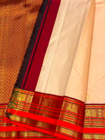 Load image into Gallery viewer, Classic Butter Cream &amp; Maroon 2gm Zari Elegance Kanchipuram Handloom Silk Saree SS28270
