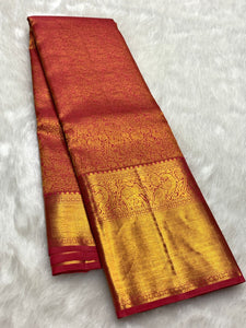 Classic Creamy Pink Dual Toned 2gm Zari Bridal Elegance Kanchipuram Handloom Silk Saree SS25278