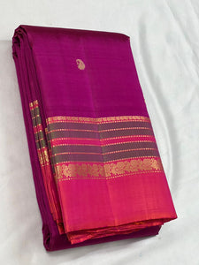 Classic Wine Red 2gm Zari Elegance Kanchipuram Handloom Silk Saree SS24220