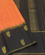 Load image into Gallery viewer, Classic Yellow &amp; Pink Black 1gm Zari Checks Elegance Kanchipuram Handloom Silk Saree SS27609
