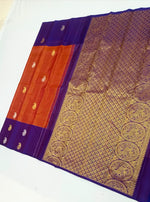 Load image into Gallery viewer, Classic Rust Orange &amp; Purple Elegance Kanchipuram Handloom Silk Saree SS27905
