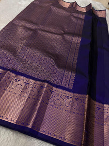 Classic Midnight Blue  Kanchipuram Handloom Silk Saree SS26388