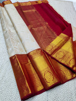 Load image into Gallery viewer, Classic White &amp; Chilli Red Bridal Elegance Kanchipuram Handloom Silk Saree SS24589
