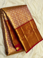 Load image into Gallery viewer, Classic Gold &amp; Red 2gm Zari Brocade Tissue Bridal Elegance Kanchipuram Handloom Silk Saree SS26663
