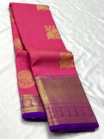 Load image into Gallery viewer, Classic Rose &amp; Purple 2gm Zari Bridal Elegance Kanchipuram Handloom Silk Saree SS23760
