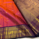 Load image into Gallery viewer, Classic Orange Rose &amp; Plum 2gm Zari Kanchipuram Handloom Silk Saree SS25993
