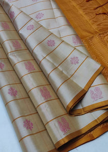 Classic Champagne & Orange Elegance Handloom Soft Silk Saree SS23961