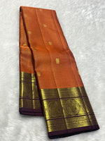 Load image into Gallery viewer, Classic Burnt Orange &amp; Espresso Brown 2gm Zari Elegance Kanchipuram Handloom Silk Saree SS27033
