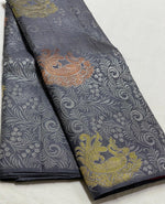 Load image into Gallery viewer, Classic Grey &amp; Pink Elegance Kanchipuram Handloom Silk Saree SS25162
