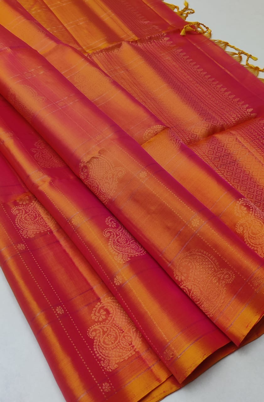 Classic Rose Orange Elegance Handloom Soft Silk Saree SS25879