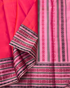 Classic Pinkish Orange & Pink 1gm Zari Elegance Kanchipuram Handloom Silk Saree SS23549