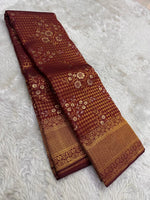 Load image into Gallery viewer, Classic Cherry Red Bridal Elegance Kanchipuram Handloom Silk Saree SS27629
