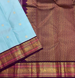 Load image into Gallery viewer, Ice Blue &amp; Jam Purple 1gm Zari Elegance Kanchipuram Handloom Silk Saree SS20530

