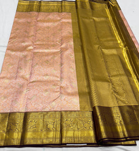 Classic Rose & Espresso Brown 1gm Zari Bridal Elegance Kanchipuram Handloom Silk Saree SS24114