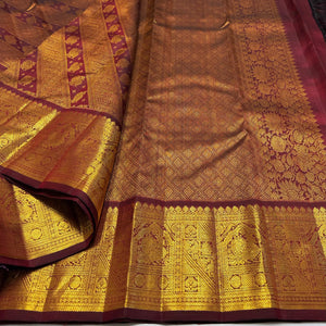 Classic Maroon 1 gm Zari Elegance Kanchipuram Handloom Silk Saree SS23785