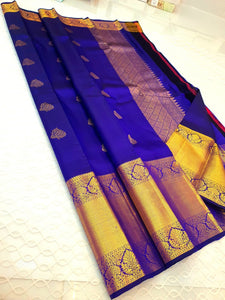 Classic Royal Blue Kanchipuram Handloom Silk Saree SS25507