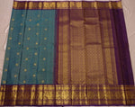 Load image into Gallery viewer, Classic Light Blue &amp; Chocolate 2gm Zari Vaira Oosi Elegance Kanchipuram Handloom Silk Saree SS27628
