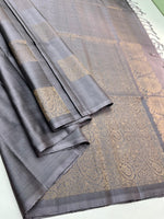 Load image into Gallery viewer, Classic Silver Grey Elegance Handloom Soft Silk Saree SS24151
