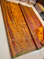 Load image into Gallery viewer, Classic Fiery Reddish Orange Gold Bridal Elegance Tissue Kanchipuram Handloom Silk Saree SS27986
