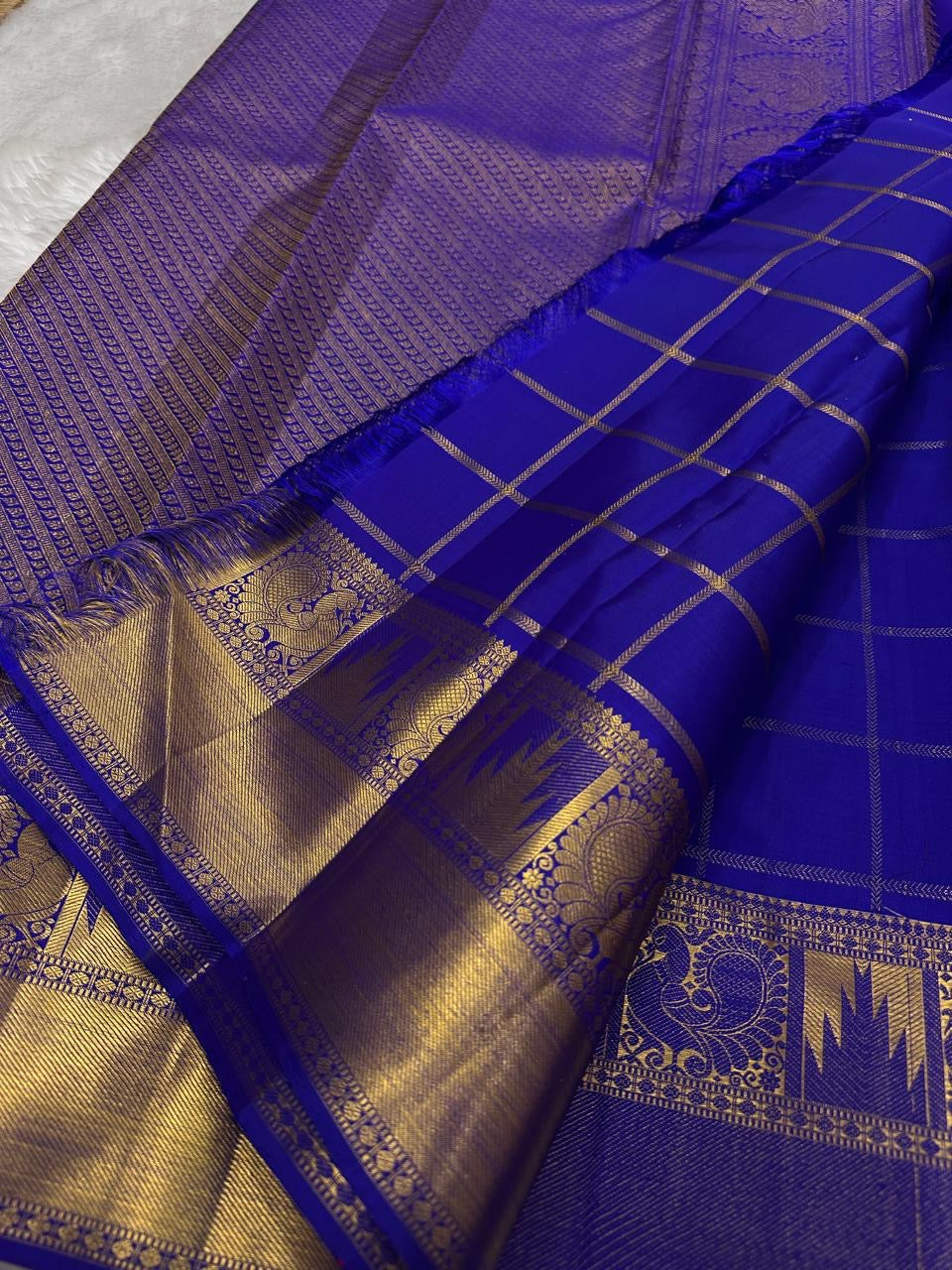 Classic Royal Blue 2gm Zari Bridal Elegance Kanchipuram Handloom Silk Saree SS24475