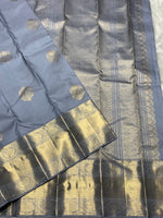 Load image into Gallery viewer, Classic Grey 2gm Zari Bridal Elegance Kanchipuram Handloom Silk Saree SS25984
