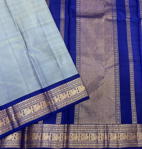 Classic Grey & Royal Blue Elegance Kanchipuram Handloom Silk Saree SS24459