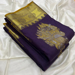 Load image into Gallery viewer, Classic Metallic Purple &amp; Yellow Kanchipuram Handloom Silk Saree SS25966
