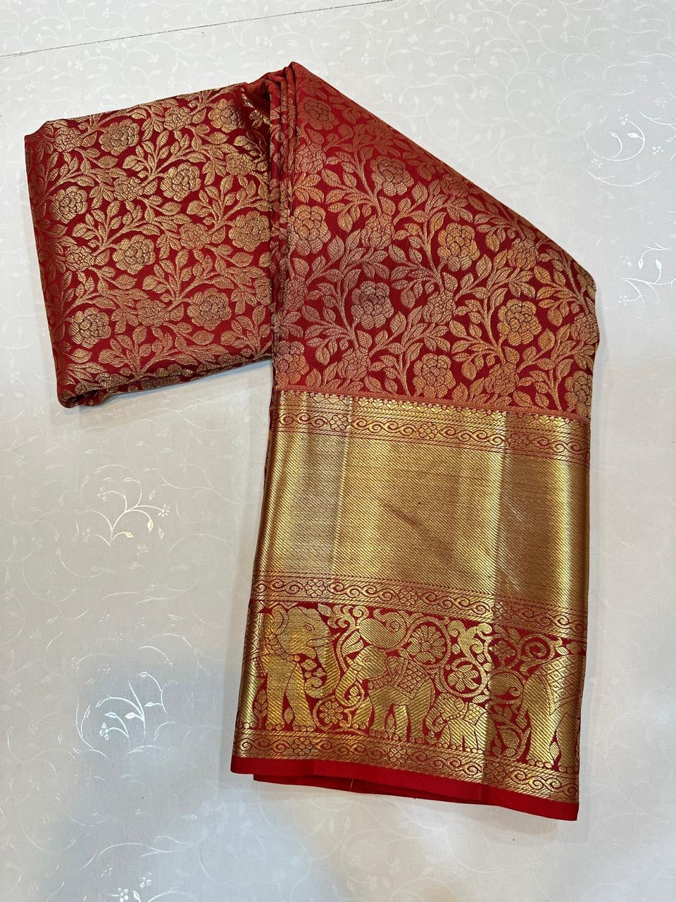Classic Blood Red Bridal Elegance Kanchipuram Handloom Silk Saree SS26640