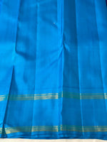 Load image into Gallery viewer, Classic Navy Blue &amp; Cerulean Blue 2gm Zari Elegance Kanchipuram Handloom Silk Saree SS20577
