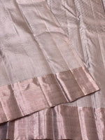 Load image into Gallery viewer, Classic Cream Grey 2gm Antique Zari Bridal Elegance Kanchipuram Handloom Silk Saree SS25323
