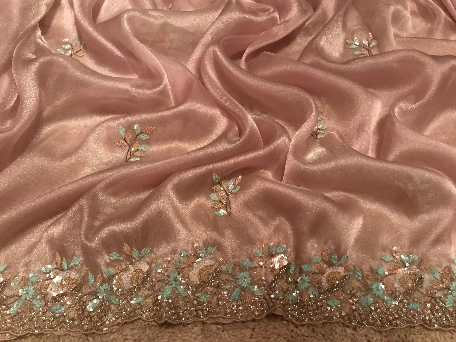 Classic Light Pink Elegance Tissue Organza Silk Saree SS25695