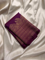 Load image into Gallery viewer, Classic Berry Plum Bridal Elegance Kanchipuram Handloom Silk Saree SS22060
