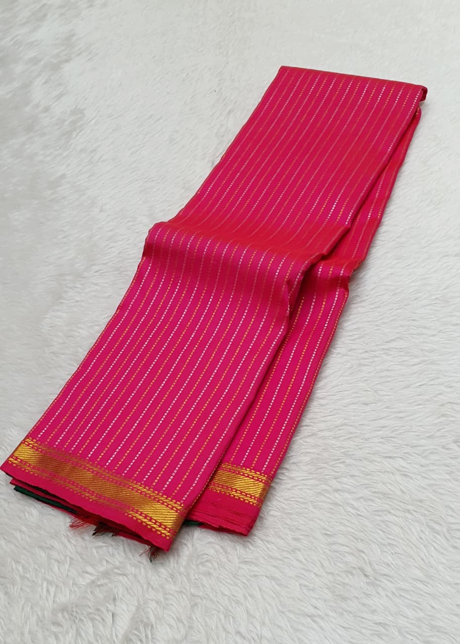Classic Dark Pink & Green 1gm Zari Kanchipuram Handloom Silk Saree SS26609