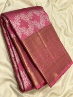 Load image into Gallery viewer, Classic Creamy Pink 3gm Zari Bridal Elegance Kanchipuram Handloom Silk Saree SS24708
