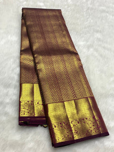 Classic Wine Pink 2gm Zari Bridal Elegance Kanchipuram Handloom Silk Saree SS25270