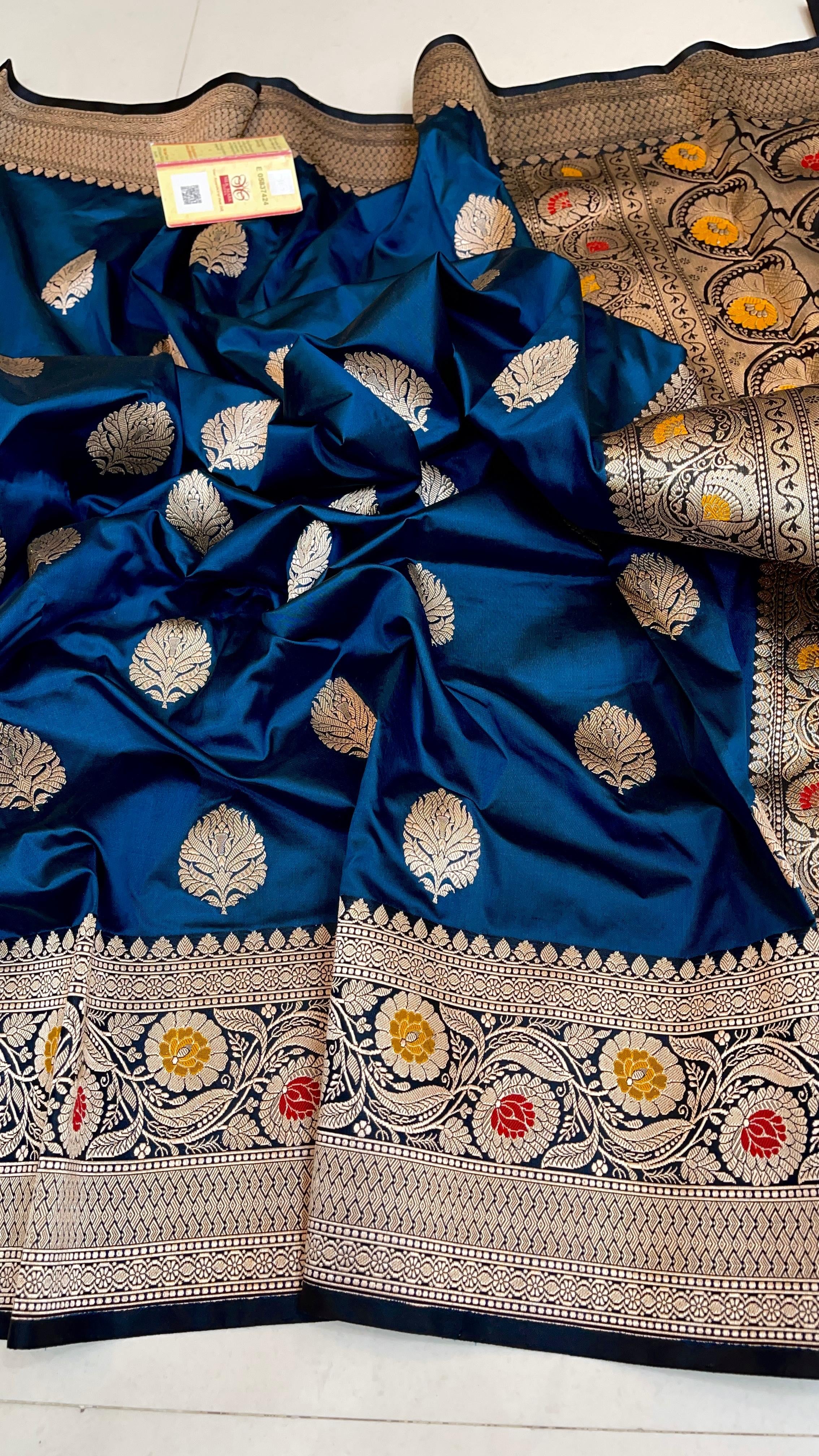 Classic Blue & Black Elegance Banarasi Handloom Katan Silk Saree SS25420