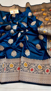 Classic Blue & Black Elegance Banarasi Handloom Katan Silk Saree SS25420