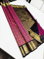 Load image into Gallery viewer, Classic Pink &amp; Black 2gm Zari Kanchipuram Handloom Silk Saree SS26001
