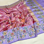 Load image into Gallery viewer, Classic Grapefruit Rose &amp; Lavender Banarasi Katan Elegance Handloom Silk Saree SS28586

