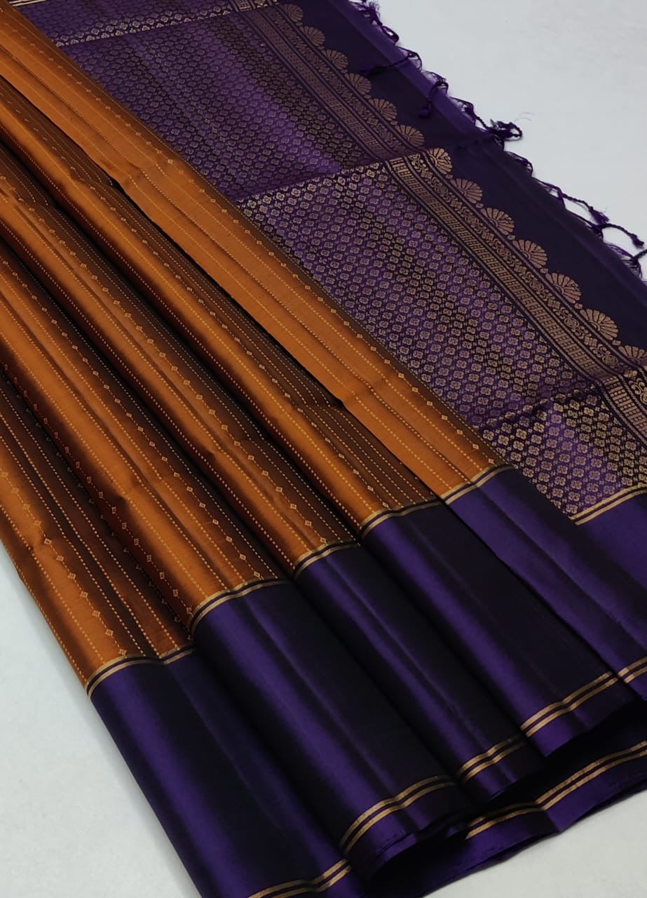 Classic Cocoa & Violet Handloom Soft Silk Saree SS23052