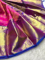 Load image into Gallery viewer, Classic Fuchsia Pink &amp; Dark Royal Blue 2gm Zari Bridal Elegance Kanchipuram Handloom Silk Saree SS27884
