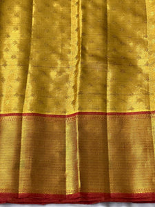 Classic Golden Cream 2gm Zari Bridal Elegance Kanchipuram Handloom Silk Saree SS23606