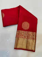 Load image into Gallery viewer, Classic Scarlet Red Elegance Kanchipuram Handloom Silk Saree SS24326
