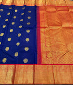 Load image into Gallery viewer, Classic Royal Blue &amp; Chilly Red 2gm Zari Bridal Elegance Kanchipuram Handloom Silk Saree SS23604
