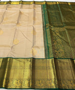 Load image into Gallery viewer, Clasic Beige Cream &amp; Dark Green 2gm Zari Bridal Elegance Kanchipuram Handloom Silk Saree SS24402
