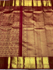Classic Ruby Pink 2gm Zari Bridal Elegance Kanchipuram Handloom Silk Saree SS25370