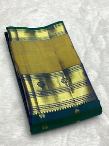 Classic Peacock Green 2gm Zari Elegance Kanchipuram Handloom Silk Saree SS25453