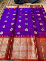 Load image into Gallery viewer, Classic Glow Vadamalli &amp; Apricot Orange Elegance Kanchipuram Handloom Silk Saree SS28436

